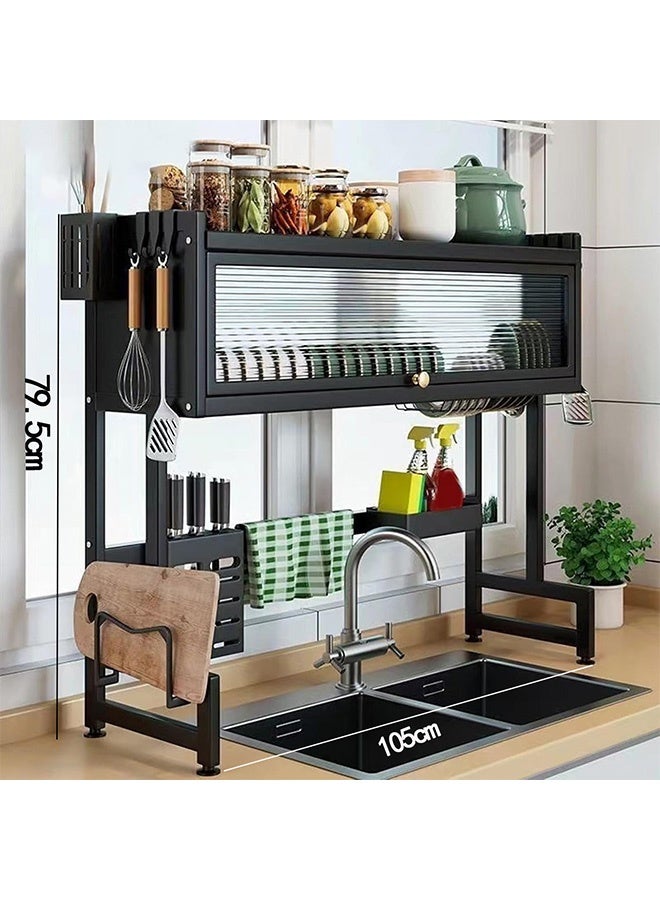 VOGMAX Over-the-sink draining rack, multi-functional kitchen storage rack, over-the-sink draining rack, creating a tidy kitchen with a draining rack for the sink - Image 3